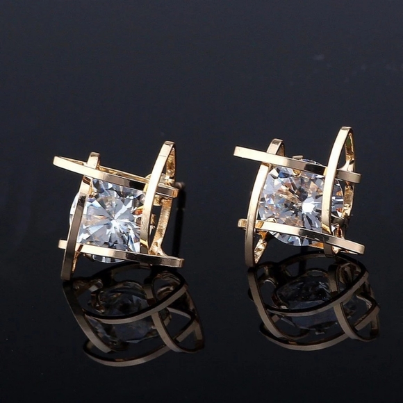 Jewelry - 3/$23 "Caged diamond" Stud Earrings